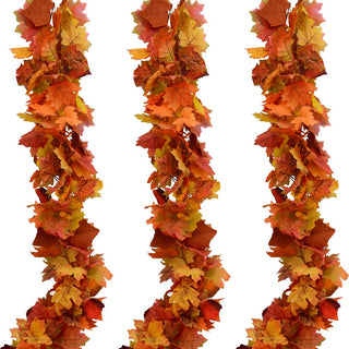 Onetoy Maple Leaf Garland, 6 Ft, Set of 3, Artificial Fall Vine