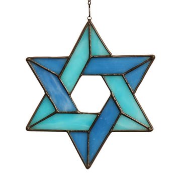 HAOSUM Jewish Star Suncatcher, Stained Glass Window Hanging, 6.9 x 6.7 Inches