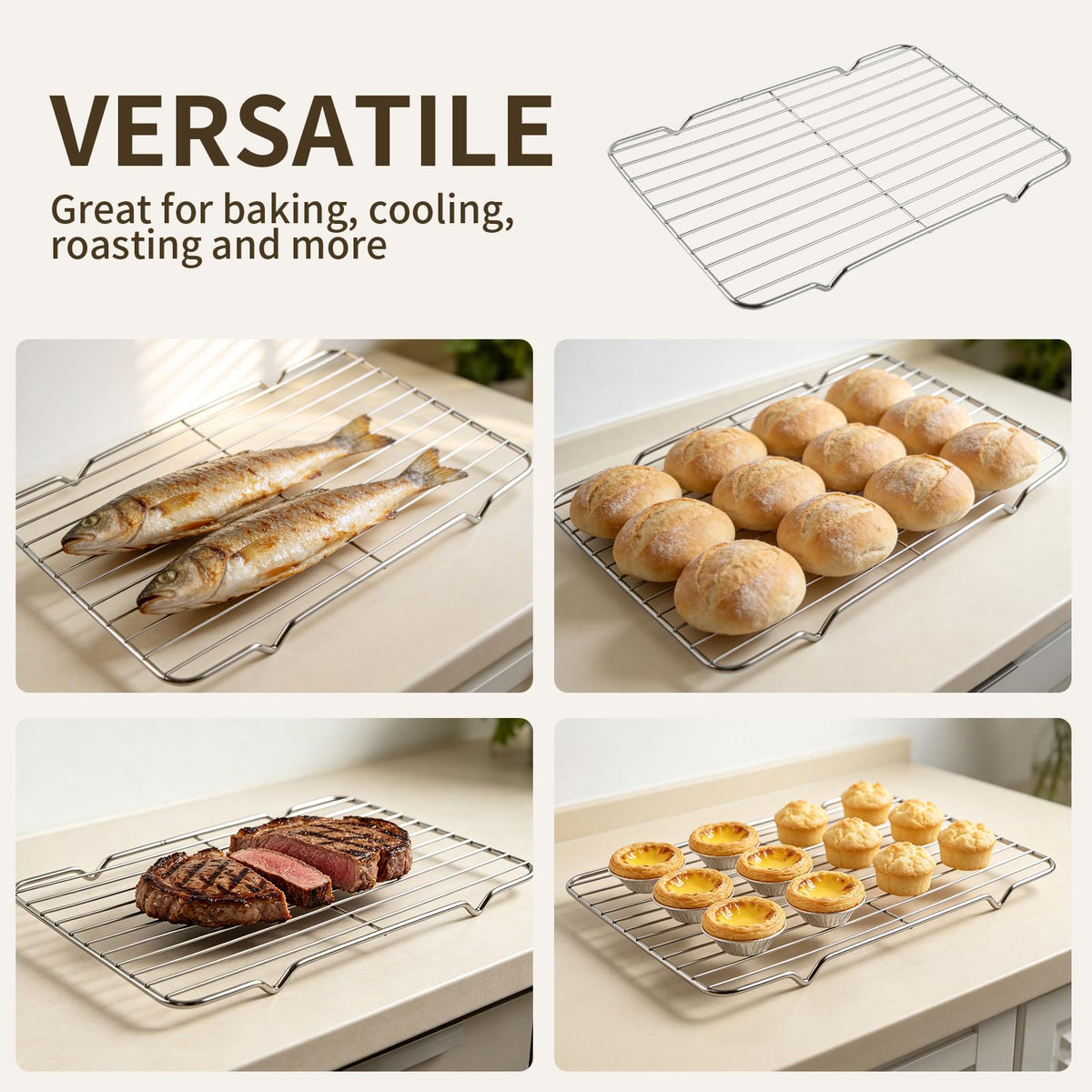 OGNWFUNK Roasting Rack Set, Stainless Steel Wire, 2 Pack