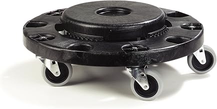 Carlisle FoodService Products Bronco Trash Can Dolly, For 20, 32, 44, And 55 Gallon Containers with Twist-To-Lock for Restaurants & Kitchen, 17.88 X 17.88 Inches, Black