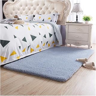 Grafken Thickened Artificial Lambskin Rug, Furry Area Rugs Living Room Sofa Coffee Table Bedroom Children's Room Office Plush Carpet Customizable Size (Color : Blue-Gray, Size : 200x200 cm)