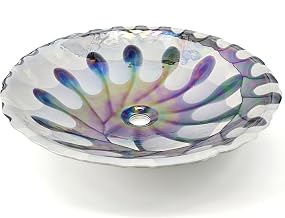 Ruvati 20 inch Murano Glass Art Drop in Round Decorative Pattern Bathroom Sink - Spira Luxe Pearl White - RVB3035