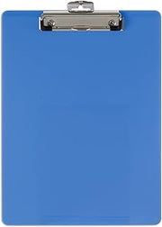 Officemate Plastic Clipboard, 12.5 x 9-Inches, Letter Size Document Holder with Low-Profile Metal Clip, Retractable Hanging Hole, Arctic Blue