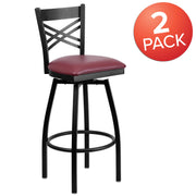 Flash Furniture Burgundy Vinyl Seat/Black Metal Frame / 2 Pack / 1 Barstools