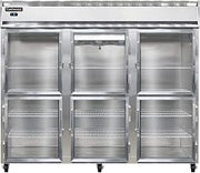 3FE-SA-GD-HD Extra-Wide Three Section Reach In Glass Door Freezer, 85-1/2"W, Stainless Exterior & Half-Height Doors
