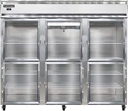3FE-SA-GD-HD Extra-Wide Three Section Reach In Glass Door Freezer, 85-1/2"W, Stainless Exterior & Half-Height Doors