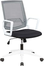 Global Industrial Mesh Task Chair w/Fabric Seat, Black w/White Frame
