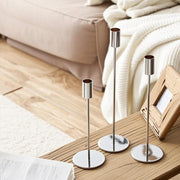 AUMAYCO Metal Taper Candle Holders, Set of 6 in Three Heights, Silver