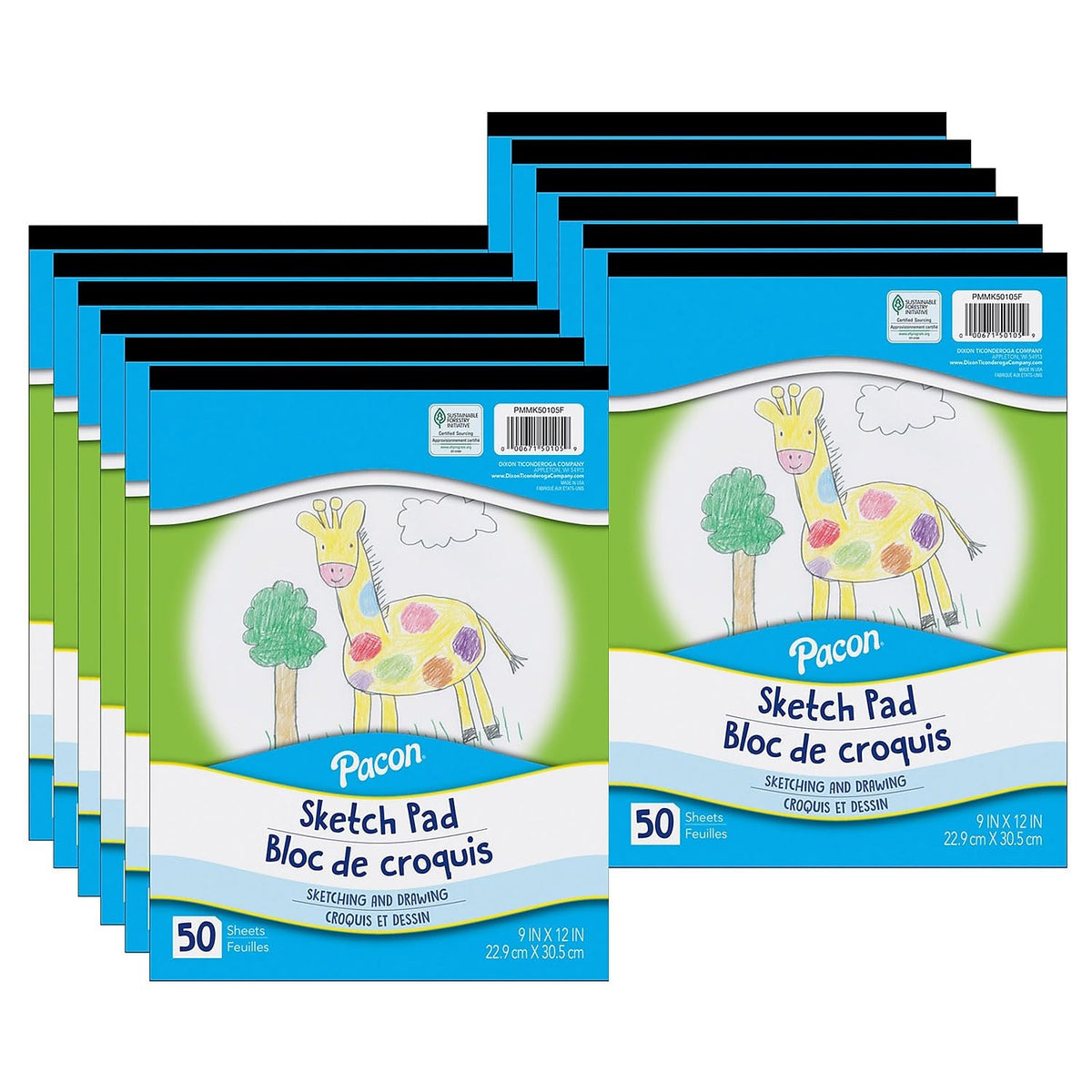 9-inch x 12-inch Sketch Pad by Pacon – Paper, White, Model MMK50105F-12