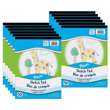 9-inch x 12-inch Sketch Pad by Pacon – Paper, White, Model MMK50105F-12