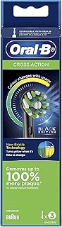Oral-B Cross Action Electric Toothbrush Replacement Brush Heads, Black, 3 Count (Pack of 1)