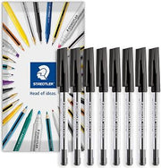 STAEDTLER stick 430M Ballpoint Pen - 0.5mm Medium Point - Pack of 8 in Envelope Pack (Black)
