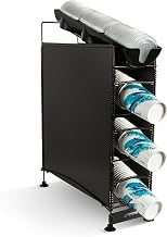 San Jamar C8504WFD Wireworks Cup Dispenser and Lid Organizer- 4-Tier- Holds 270 Cups- Metal- Black