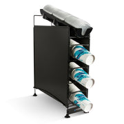 San Jamar 4 Positions / Side Panels / 3 Cup + 1 Lid / Black Food Dispensers