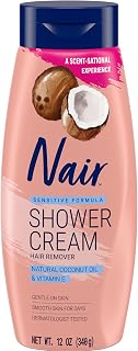 Nair Sensitive Shower Hair Removal Cream, Coconut Oil & Vitamin E, 12 Oz