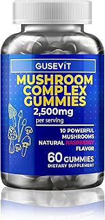Mushroom Gummies, 10 Super Mushrooms for Immune Support, Focus & Energy - with Lions Mane, Reishi & Cordyceps, 60 Count - Vegan & Gluten Free