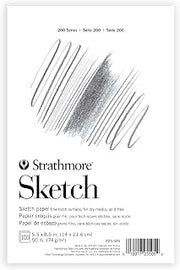 Strathmore 200 Series Tape Bound Sketch Pad, 50 lb. Sketch Paper, 5.5 X 8.5 inches, White, 100 Sheets (25-505)
