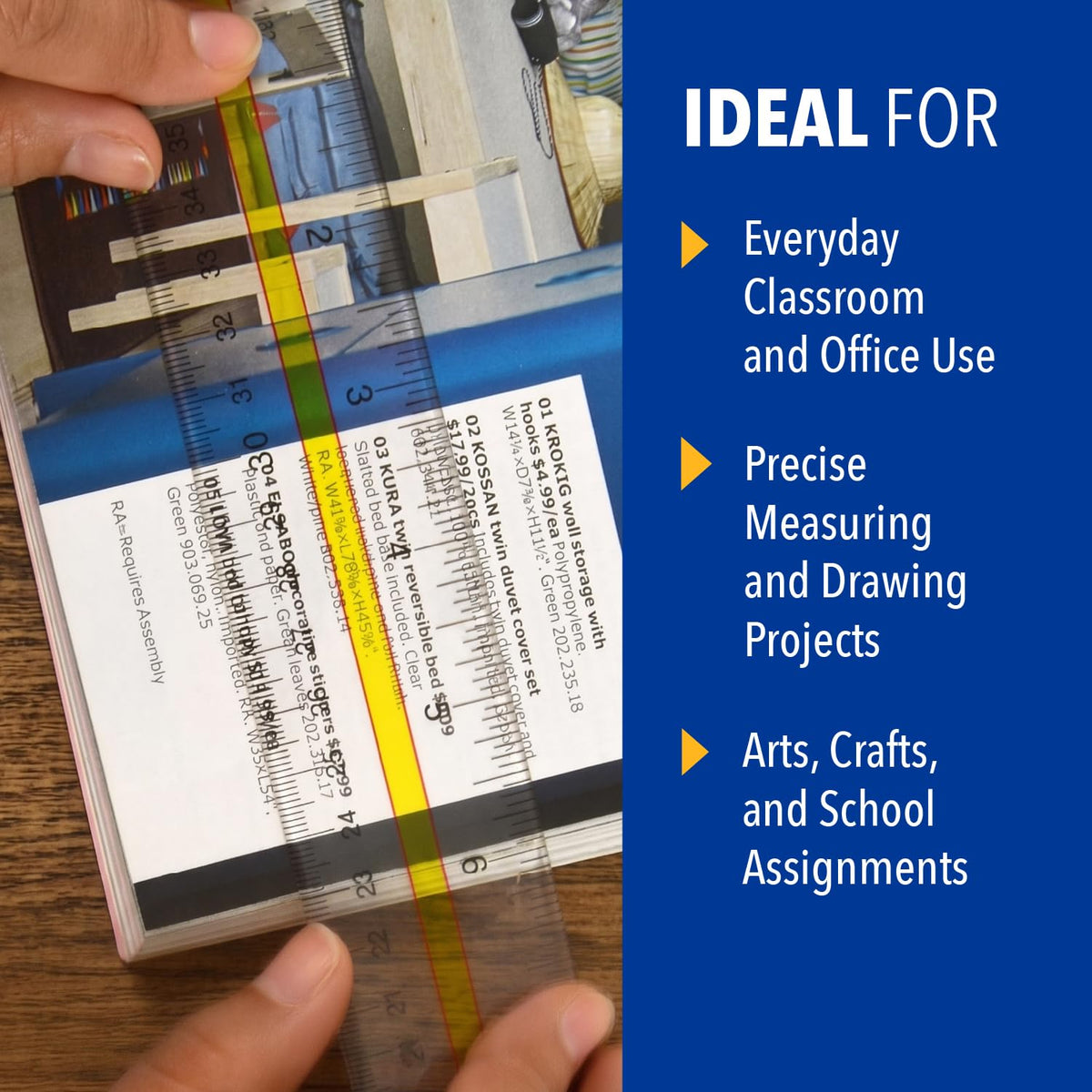 Acrylic Data Highlight Reading Ruler With Tinted Guide by Westcott – 1 Count (Pack of 1), Plastic, Clear, Model 10580