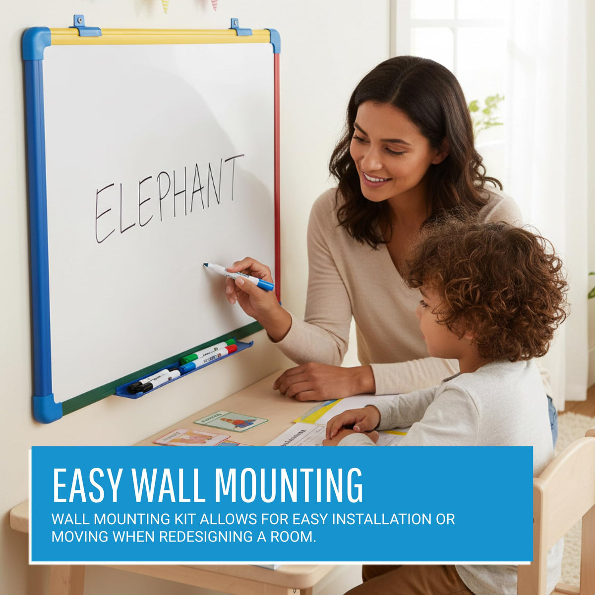 Schoolmate Dry Erase Whiteboard by MasterVision – 36" x 24", Multicolor, Model MB0707866