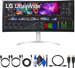 LG UltraWide 40WP95C-W (5120 x 2160) 39.7" 21:9 Curved FreeSync 5K2K HDR IPS Monitor (40WP95C-W) + Cleaning Kit + USBC Cable + HDMI Cable
