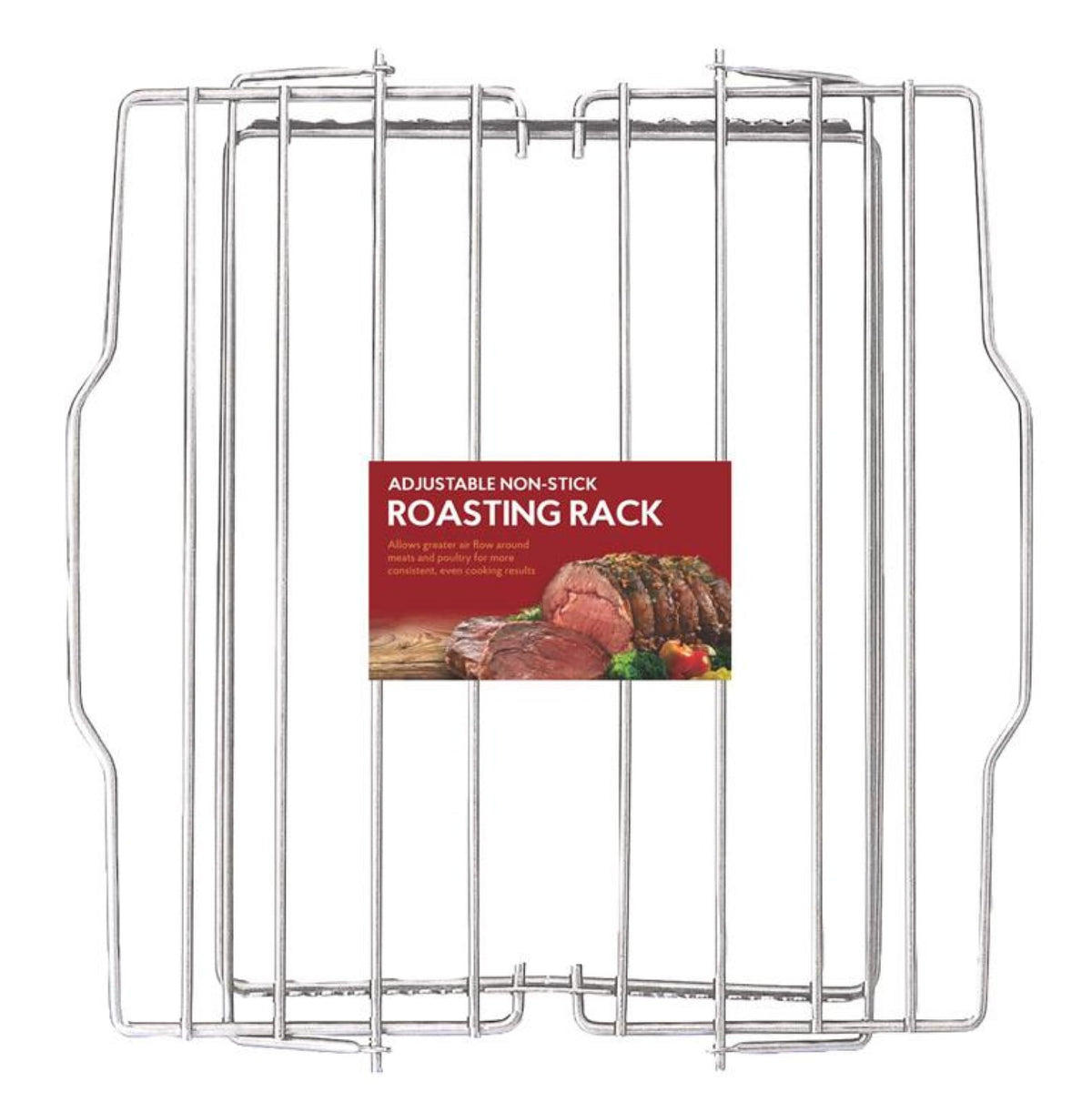 HIC Kitchen Adjustable Roasting Rack, Chrome Steel, 7 Heights, 11.5 x 10.5 Inches