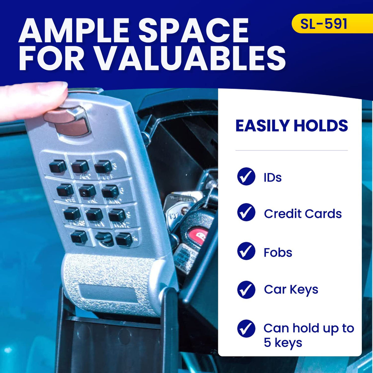 Car Window Punch Button Lock Box by KeyGuard – 1 Pack, Zinc, SL-591, Model SL-591
