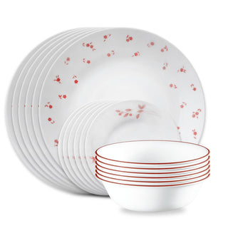 Vitrelle 18-Piece Service for 6 Dinnerware Set by Corelle – 18-Piece Set, Glass, Sweet Flora, Pack of 18, Model 1153010