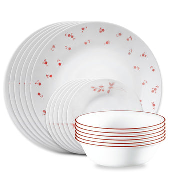 Vitrelle 18-Piece Service for 6 Dinnerware Set by Corelle – 18-Piece Set, Glass, Sweet Flora, Pack of 18, Model 1153010