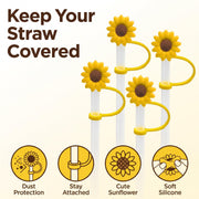 4 Pcs Drinking Straw Dispensers Sunflower Straw Plug Reusable Splash Proof Plugs Kitchen Tool Straw Tips Cover Silicone Cup Accessory Drinking Dust Cap by Jinshining – 1, Silicone