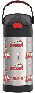 THERMOS FUNTAINER Water Bottle with Straw, 12oz, Firetruck