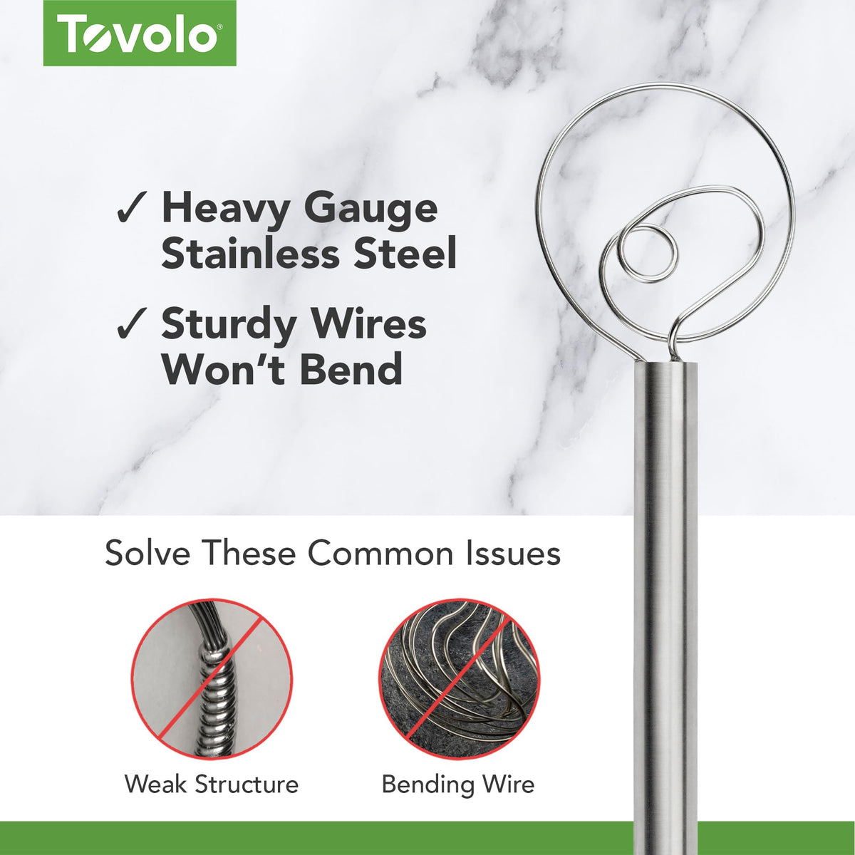 Dough Whisk - 12" by Tovolo – 1 Count, Steel, Silver, Model 81-6768