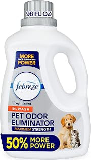 Febreze Laundry Detergent Additive for Pet Supplies, Maximum Strength In Wash Pet Odor Eliminator, Designed to Remove Tough Odors in Fabrics and Clothing in a Single Wash, Fresh Scent, 98 fl oz
