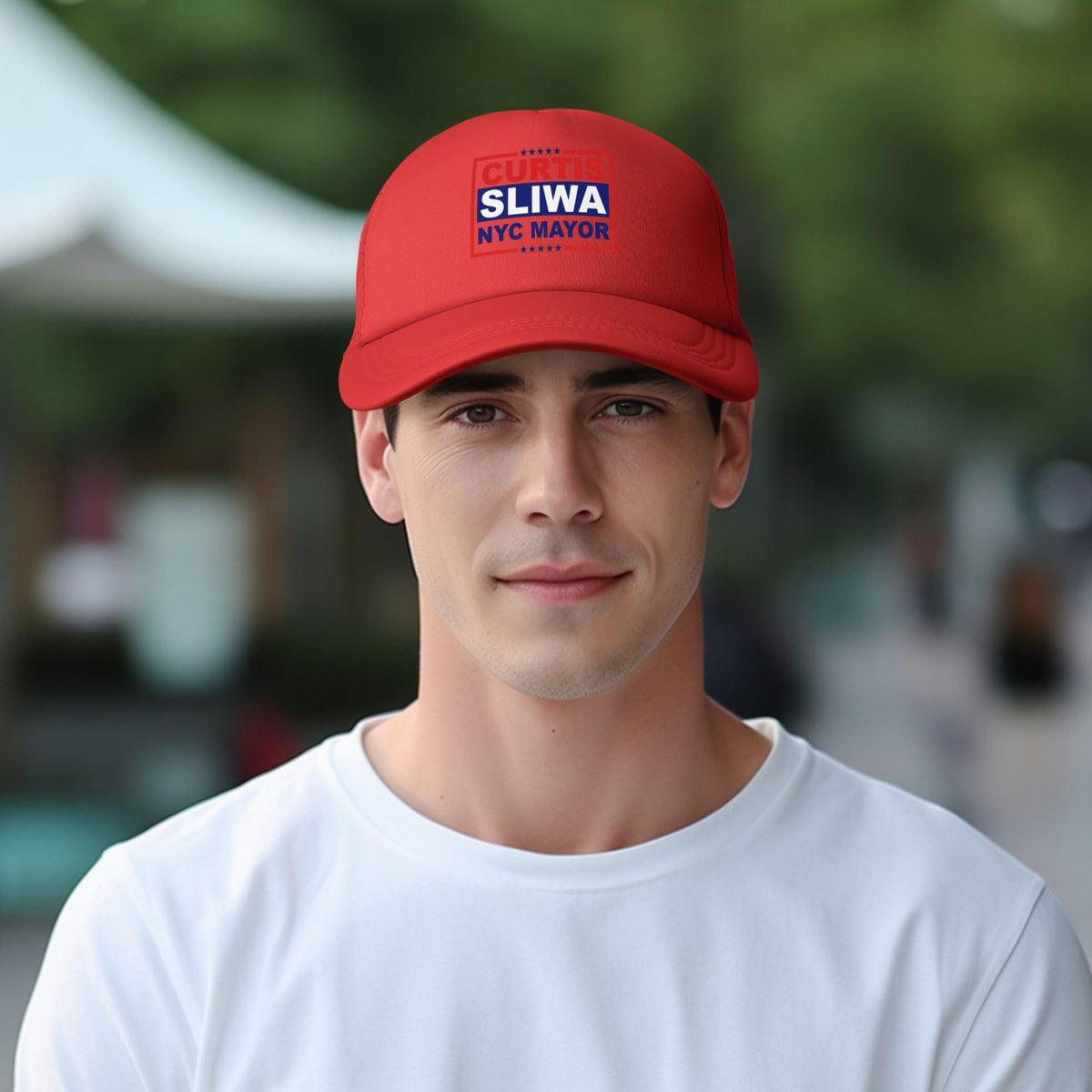 Curtis Sliwa for NYC Mayor Hats New York City 2026 Election Trucker Hat Mesh Back Baseball Caps by rayprint – One Size, Red, Model rayprint061zxc