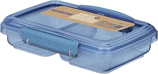 Sistema Ocean Bound Plastic Small Split Container | 350mL Food Storage Container | BPA-Free, Made Using Recycled Plastic | Teal OR Blue (Colour Not Selectable) | 1 Count