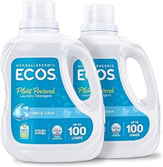 ECOS Laundry Detergent Liquid, Free & Clear, 100 Fl Oz (Pack of 2) | 200 Loads, Dermatologist Tested Laundry Soap, Hypoallergenic, EPA Safer Choice Certified, Plant-Powered