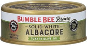 Bumble Bee Prime Solid White Albacore Tuna in Olive Oil, 5 oz Easy Open Can - Premium Wild Caught Tuna - 30g Protein per Serving - Non-GMO Project Verified, Gluten Free, Kosher