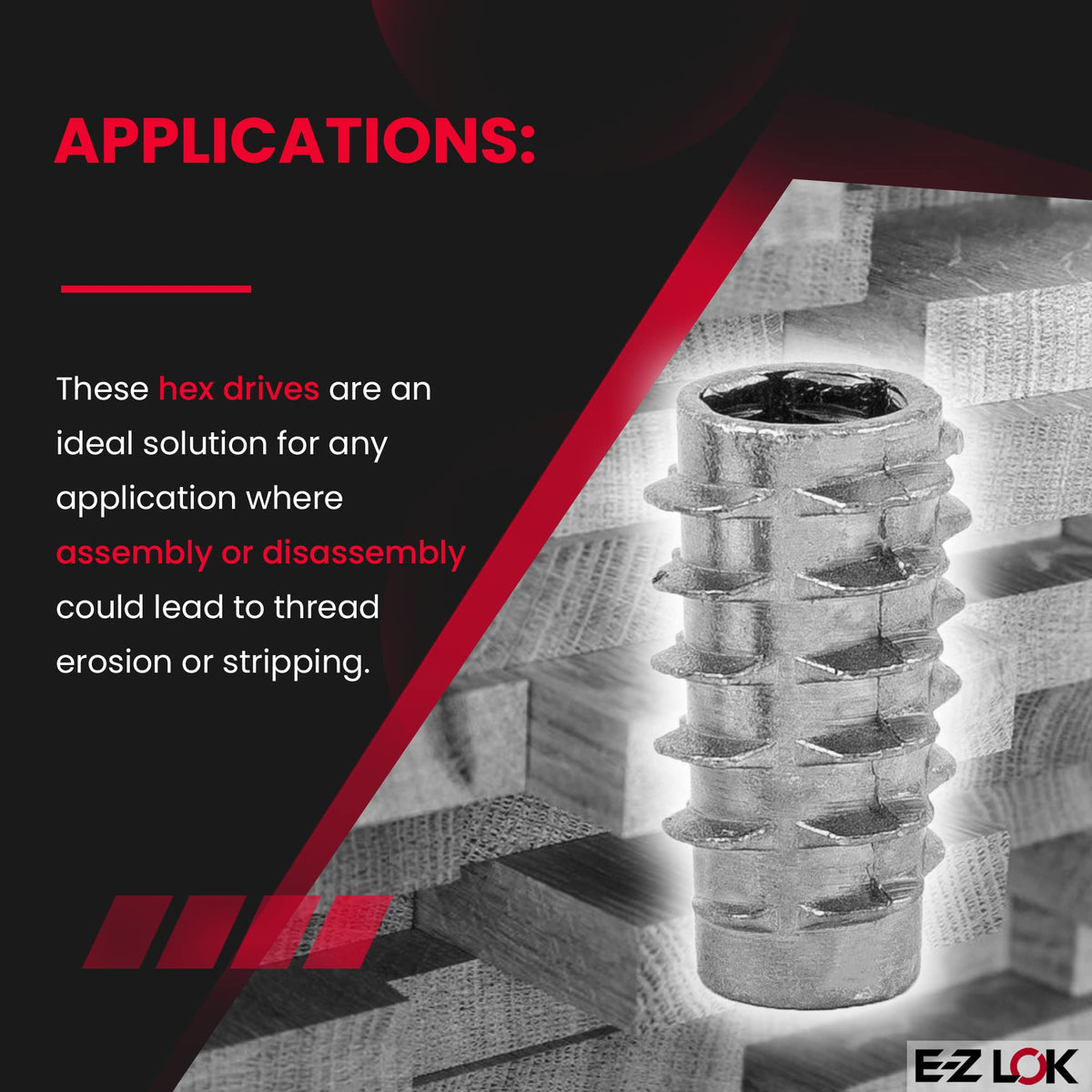 E-Z LOK 1/4"-20 Internal Threads, 0.789" / zinc / 20mm Length Collated Screws