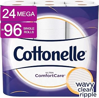 Cottonelle Ultra ComfortCare Soft Toilet Paper, Mega Rolls, Bath Tissue, 24 Count of 284 Sheets Per Roll