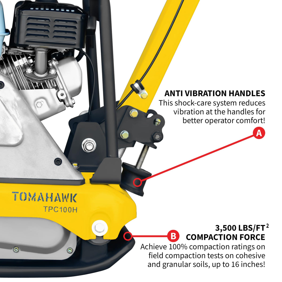 Tomahawk 5.5HP Honda Reverse Vibratory Plate Compactor Tamper Gravel Soil Compaction (5.5HP Reverse Compactor) by Tomahawk Power – Model TPC100H