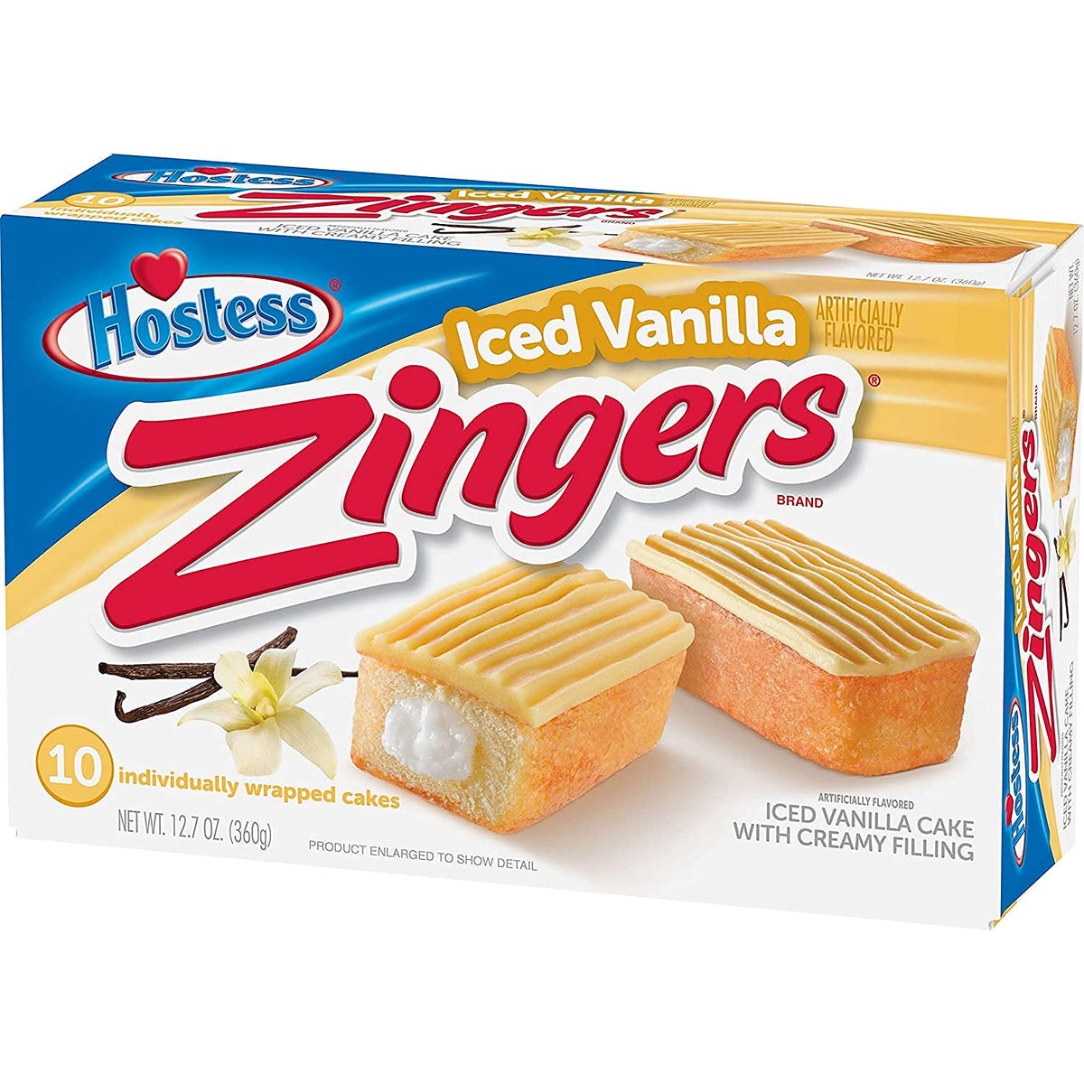 12.7oz Zingers Iced Vanilla Cake by Hostess – 1.27 Ounce (Pack of 20), Pack of 2