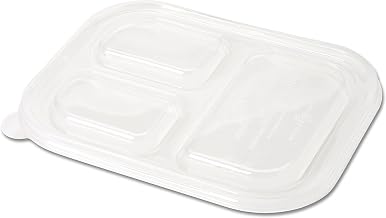World Centric TRL-CS-10T Compostable Ingeo 3 Compartment Tray Lid, 10" x 7.5" (Pack of 400)