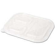 Compostable Ingeo 3 Compartment Tray Lid by World Centric – 10 x 7.5”, 3–Compt (pack of 400), PLA, Clear, Pack of 400, Model TRL-CS-10T