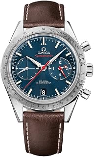 Omega Speedmaster Automatic Blue Dial Brown Leather Mens Watch 33112425103001