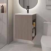 18" Froid Bathroom Vanity, 1 Door, 3 Shelves, Smokey Oak - Bathroom – Bathroom Vanity & Storage Suite for Master Bathrooms, Guest Baths & Small Bathrooms