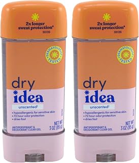 Dry Idea Deodorant 3 Ounce Gel Stick Unscented Antiperspirant (Pack of 2)