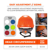 Ergodyne Orange / 6.5 – 8 / Safety Helmet - Type 2, Class C Hard Hats