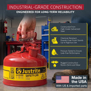 Justrite Red / 2 Gallon / Type I Cans