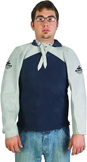 MCR Safety 38423MW Memphis Split Cow Leather Welding Sleeve with Adjustable Neck Strap, Gray, 23-Inch