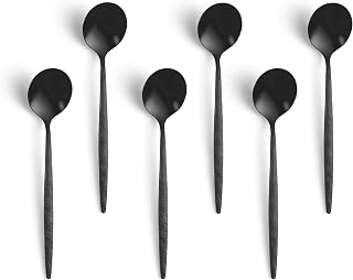 Amefa Juntos Shared Dining Flatware Collection, Tapas and Charcuterie, Medium Spoon, 18/0 Stainless Steel, Black PVD, 5", Set of 6
