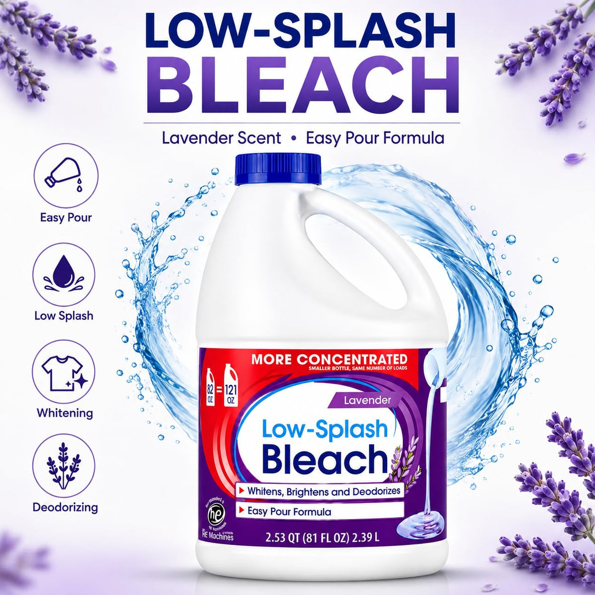 Low Splash Bleach by Generic – 81 Fl Oz (Pack of 1), Model LSB-81-LV